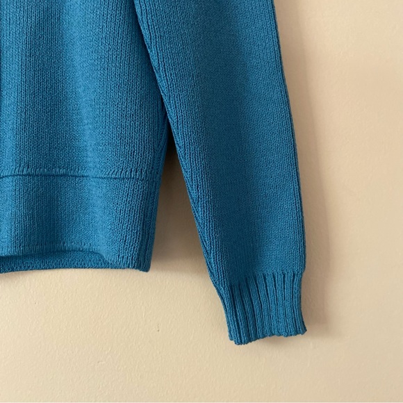 St John•DAMAGED blue knit button up cardigan blouse - Picture 8 of 12